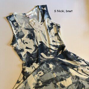 Small Lularoe Nicki tank dress, blue and white tie-dye